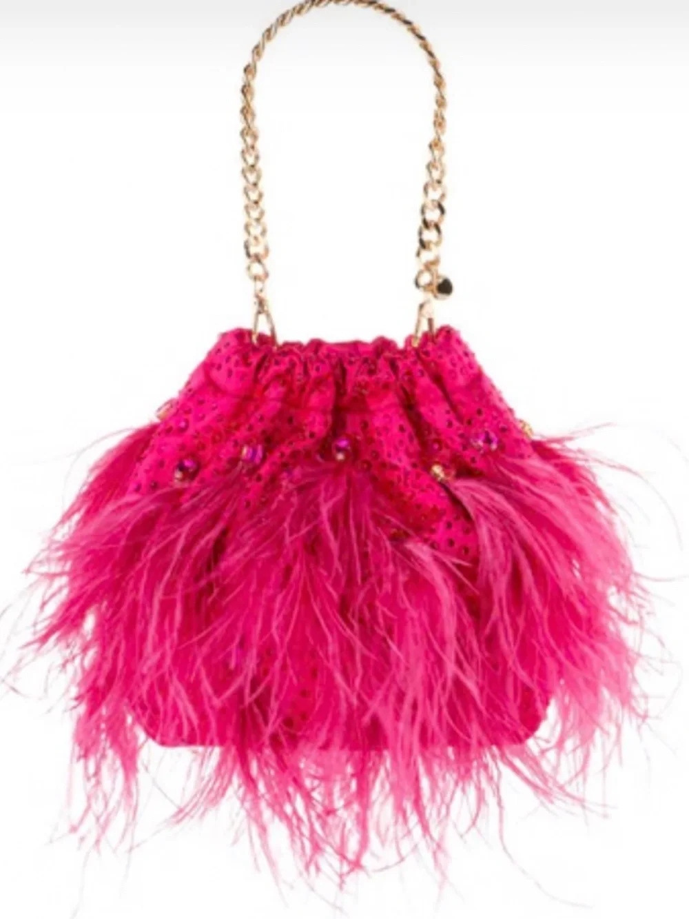 Olga Berg Livvy Fuchsia Feather Pouch NWT - Picture 1 of 11
